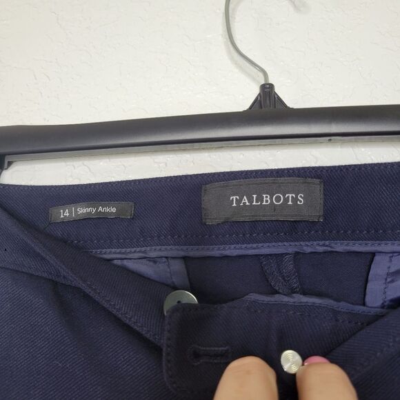 Talbots Size 14 Navy Blue Twill Skinny Ankle Dress Chino Pants with Pockets - Picture 5 of 9